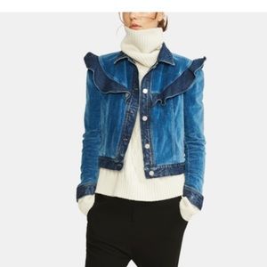 NWT Rebecca Taylor Le Vie Velvet and Denim Jacket